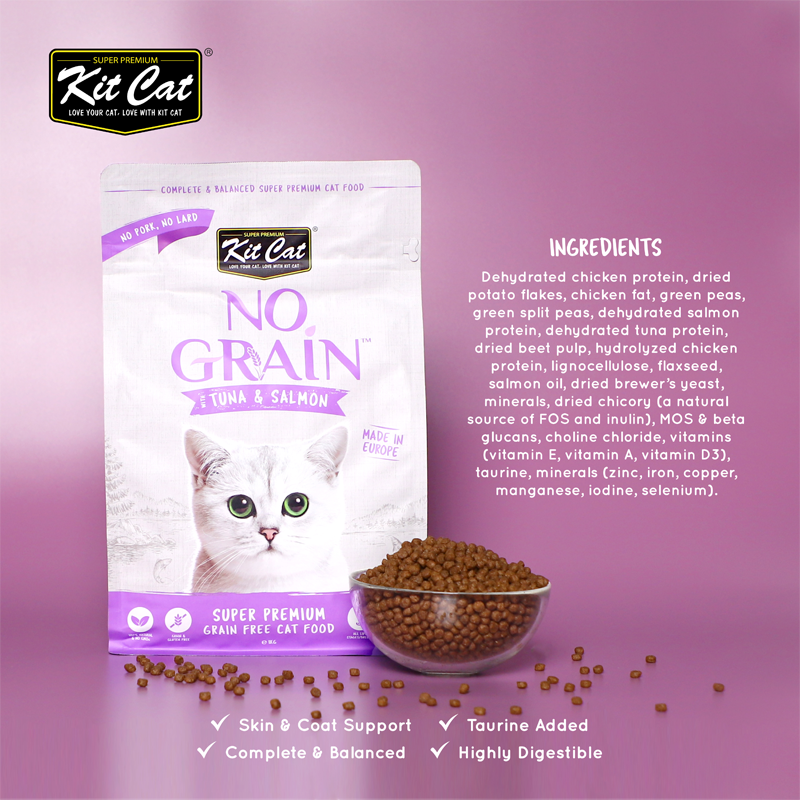 Kit Cat No Grain Dry Cat Food Tuna Salmon Super Paws