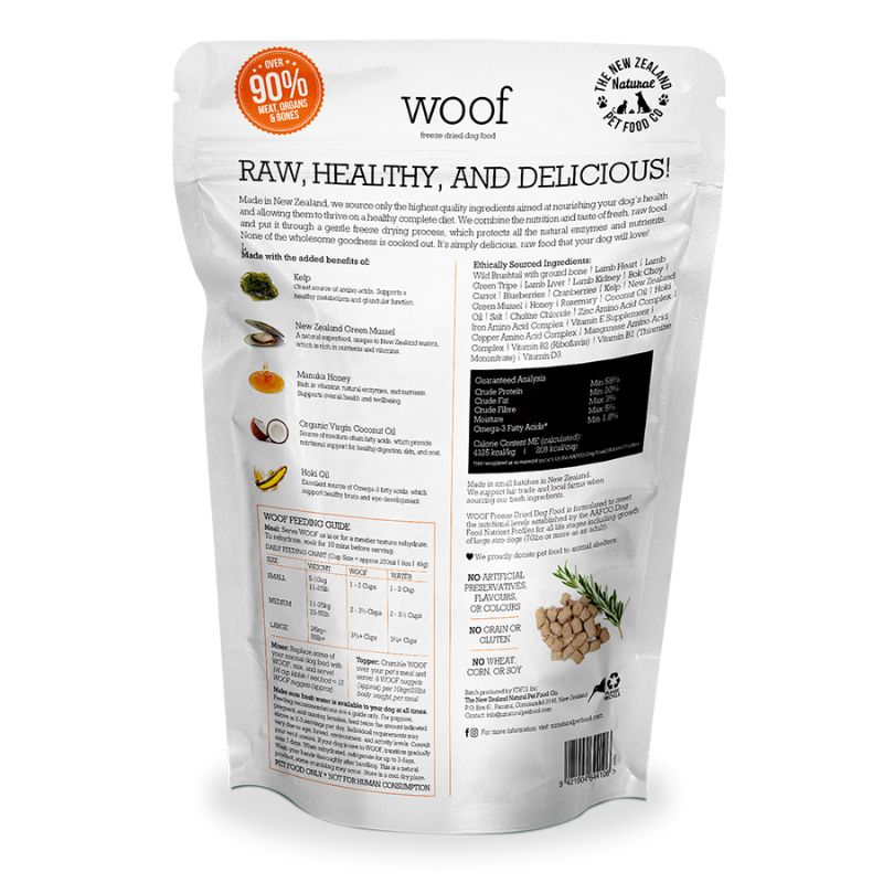 NZ Natural WOOF Freeze Dried Raw Wild Brushtail Dog Food [2 Sizes]