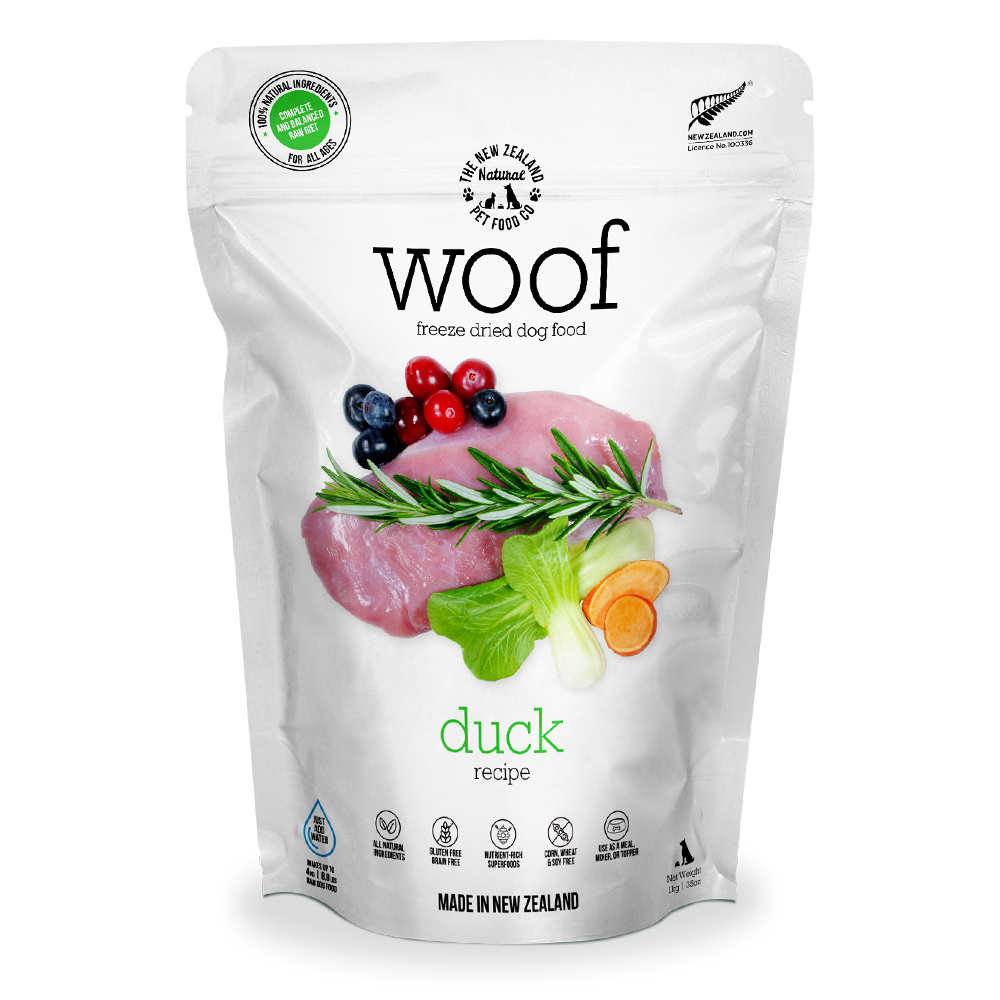 NZ Natural WOOF Freeze Dried Raw Duck Dog Food [2 Sizes]