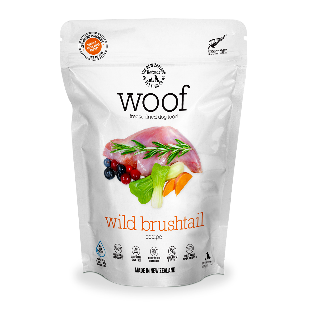 NZ Natural WOOF Freeze Dried Raw Wild Brushtail Dog Food [2 Sizes]