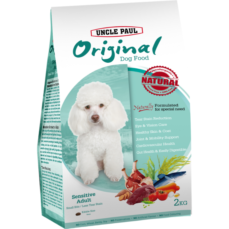 Uncle Paul Original Dog Food For Sensitive Adult Small Bits/ Less Tear Stain [2 Sizes]