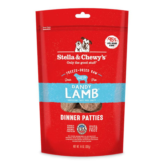 Stella & Chewy's Dandy Lamb Dinner Patties Grain-Free Freeze-Dried Raw Dog Food [2 Size]