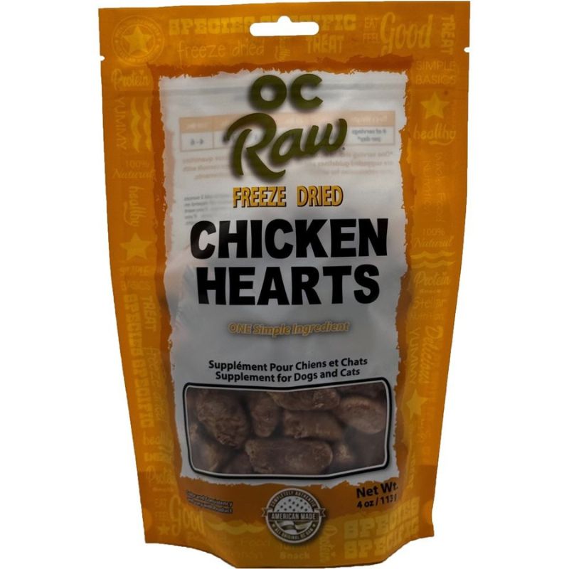 OC Raw Chicken Hearts Grain-Free Freeze-Dried Raw Treats For Cats & Dogs - 4oz