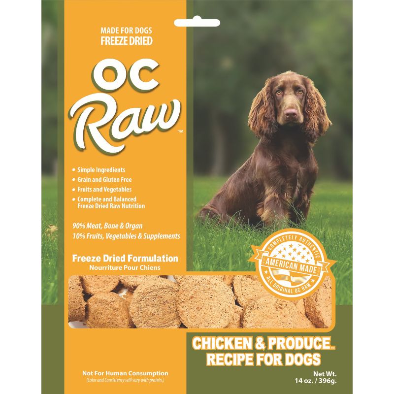 OC Raw Chicken & Produce Grain-Free Freeze-Dried Raw Dog Food - 14oz