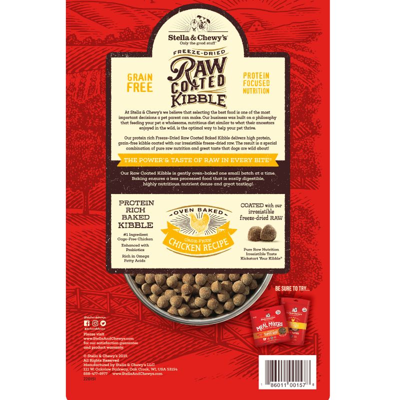 Stella & Chewy's Freeze-Dried Raw Coated Kibble Small Breed Chicken Grain-Free Dry Dog Food [3 Size]