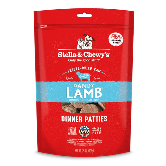 Stella & Chewy's Dandy Lamb Dinner Patties Grain-Free Freeze-Dried Raw Dog Food [2 Size]