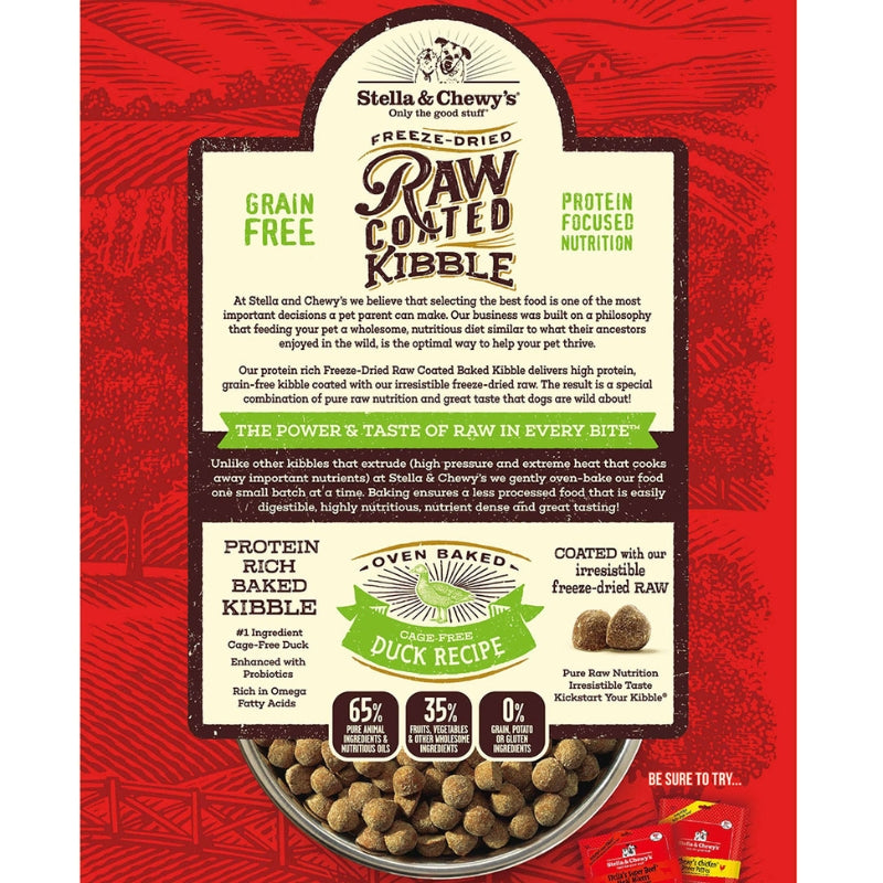 Stella & Chewy's Freeze-Dried Raw Coated Kibble Duck Grain-Free Dry Dog Food [2 Size]