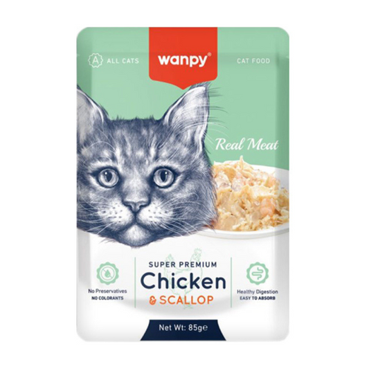 Wanpy Super Premium Chicken & Scallop For Cats - 85g