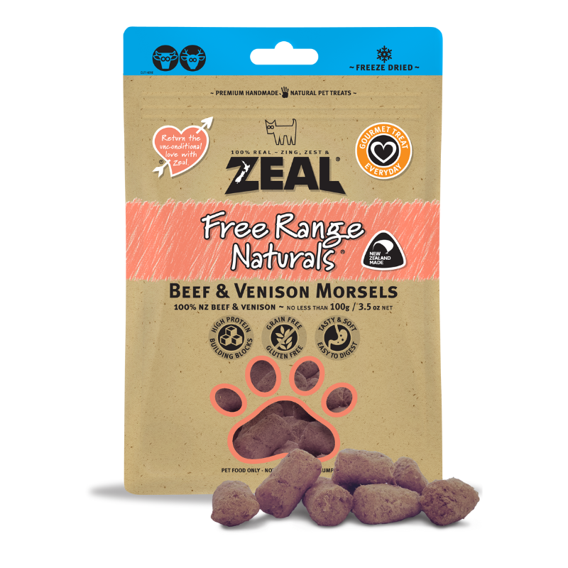 Zeal Freeze Dried Beef & Venison Morsels Cat & Dog Treats - 100g