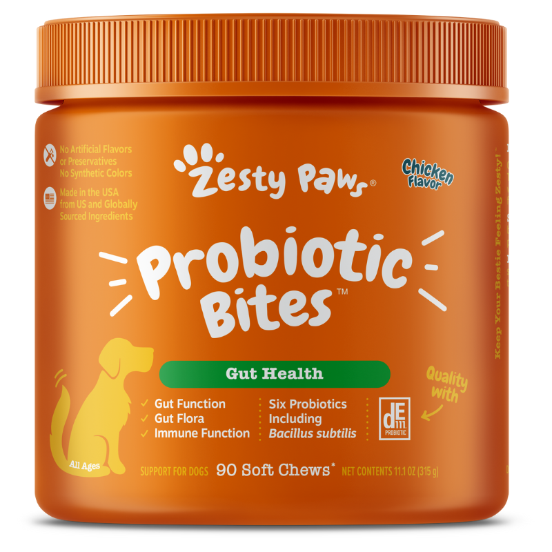 Zesty Paws Probiotic Bites Chicken Flavor Dog Supplement Chews - 90ct