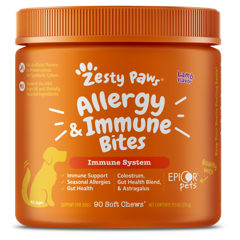 Zesty Paws Aller-Immune Bites Lamb Flavor Dog Supplement Chews- 90ct