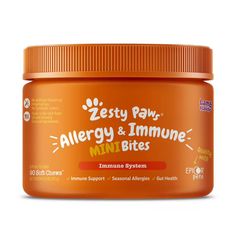 Zesty Paws Aller-Immune Mini Bites Lamb Flavor Dog Supplement Chews- 90ct