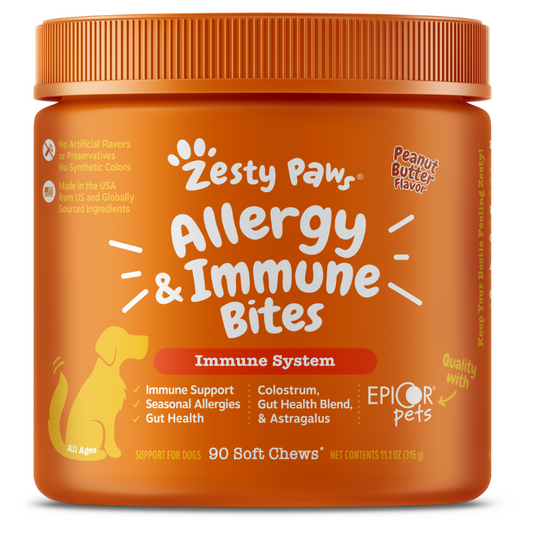 Zesty Paws Aller-Immune Bites Peanut Butter Flavor Dog Supplement Chews - 90ct