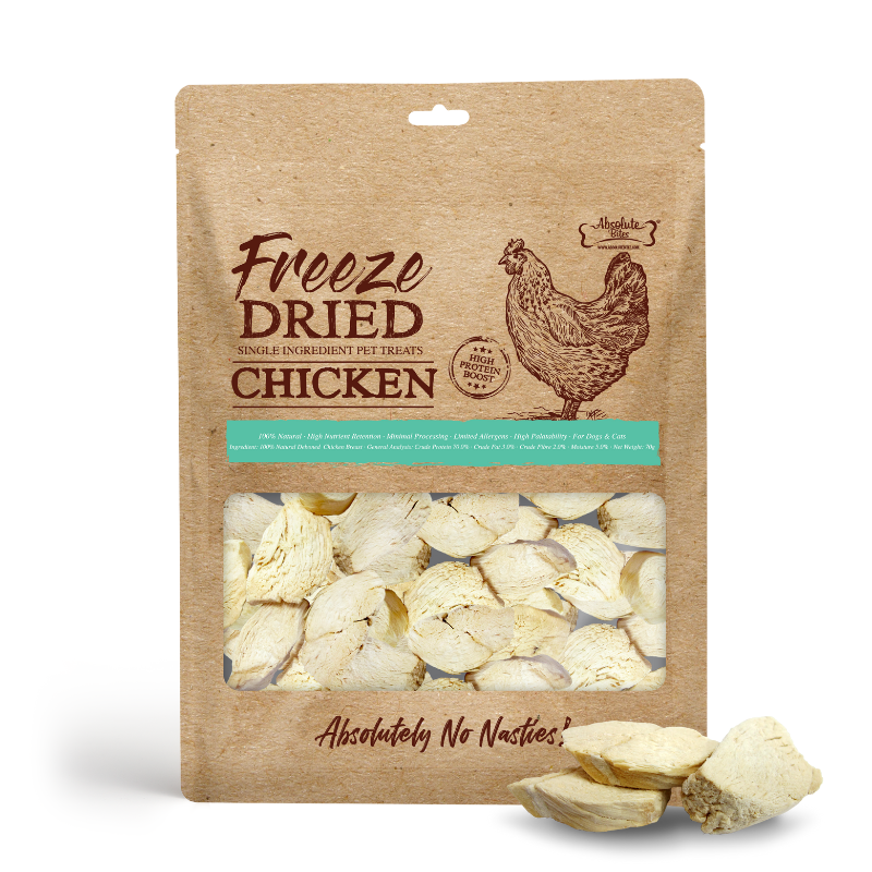 Absolute Bites Single Ingredient Freeze Dried Treats - Chicken (70g ...