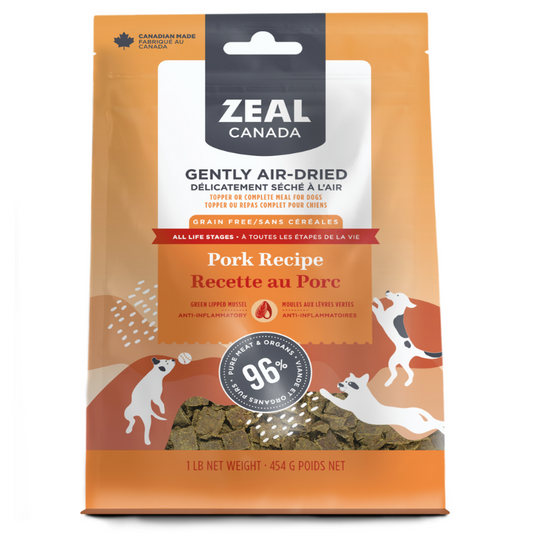 Zeal Canada Gently Air-Dried Pork Recipe Dry Dog Food 454g