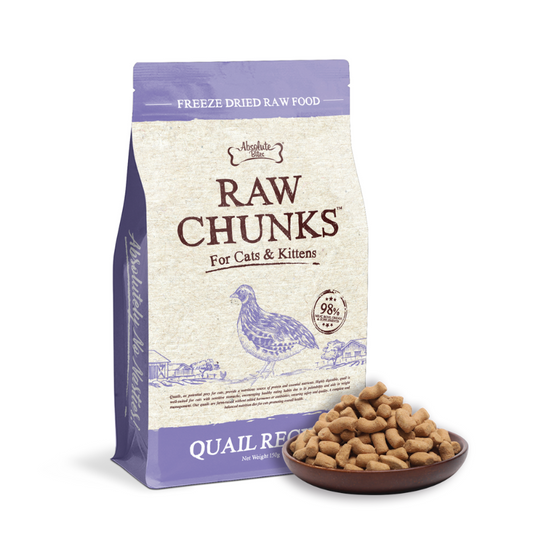 Absolute Bites Raw Chunks Freeze Dried Raw Food for Cats & Kittens - Quail Recipe